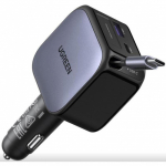 Автомобильное ЗУ Ugreen EC602  60W 1C1A  Fast Car Charger with Retractable Cable, 55212B