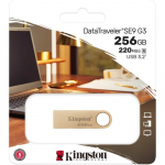 USB Flash Kingston DTSE9G3/256GB SE9 G3 запись до 100мб/с, чтение до 220 мб/с USB 3.2 Gen 1, gold metal