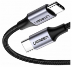 Кабель UGREEN US261 USB 2.0 C M/M Round Cable Nickel Plating Aluminum Shell 2m (Gray Black)