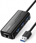Конвертер Ugreen USB 3.0 на LAN RJ-45,10/1000 Mbps + USB HUB 3 port, 0.2m 20265
