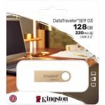 USB Flash Kingston DTSE9G3/128GB SE9 G3 запись до 100мб/с, чтение до 220 мб/с USB 3.2 Gen 1, gold metal